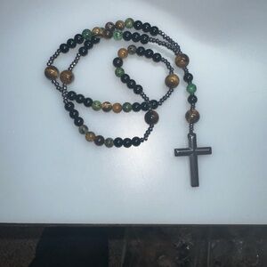 Tigers eye, turquoise and hematite Rosary